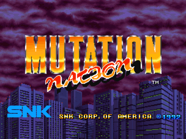 Mutation Nation title screen for Neo Geo CD